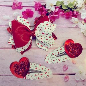 Cherry bow with two clips